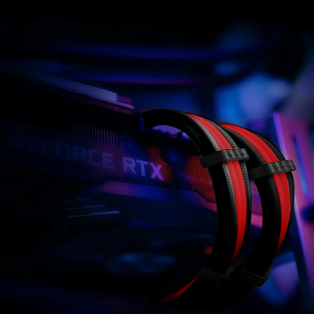 Sleeved Extension cable kit Black/Red - Image 3