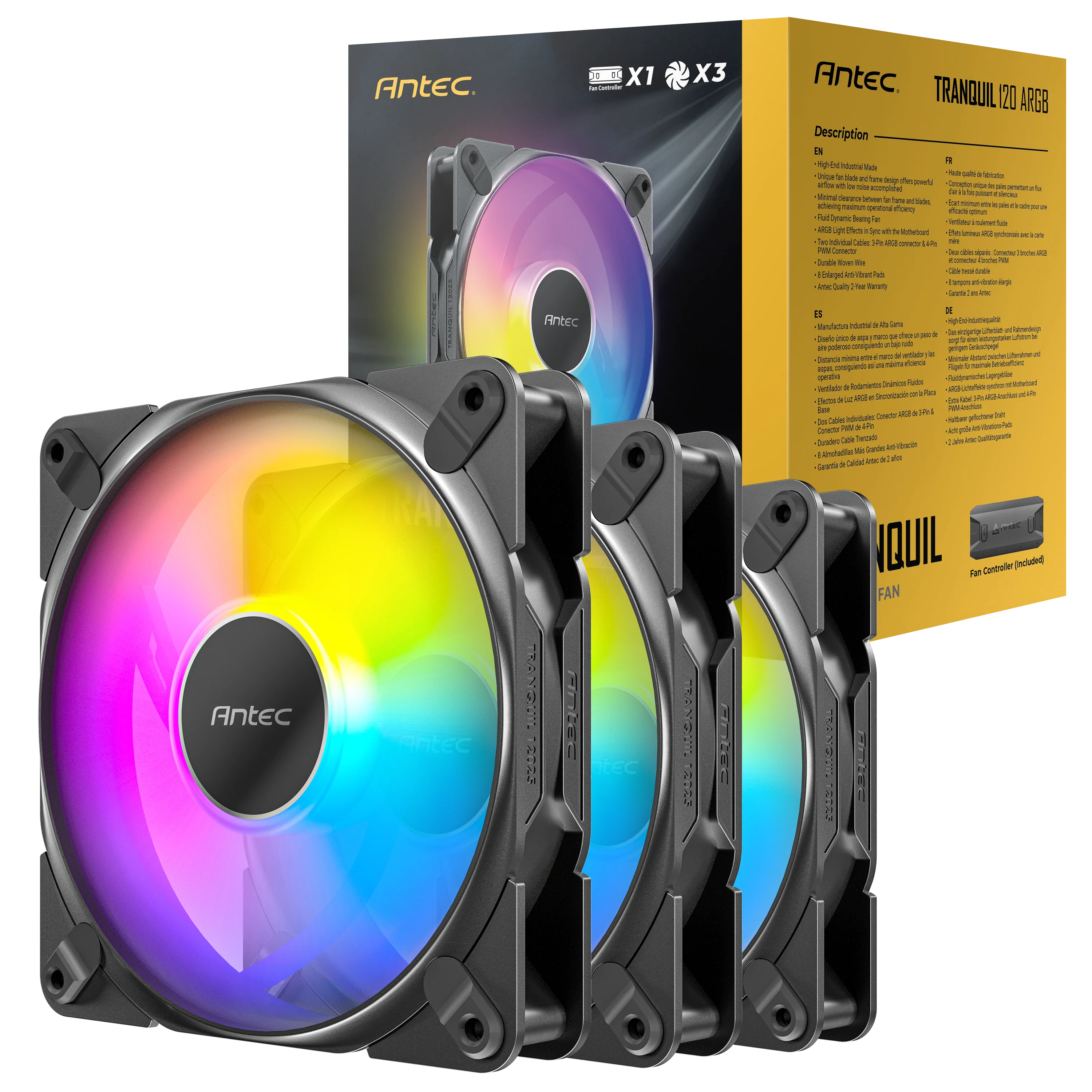 Tranquil 120mm ARGB 3 Fans and controller
